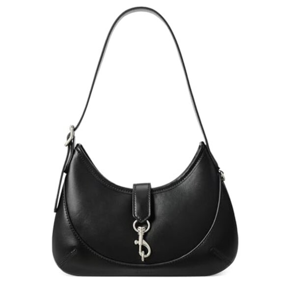 Vegan Leather Shoulder Bag Elegant Hobo Style Adjustable Strap Chic Minimalist - Picture 2 of 8